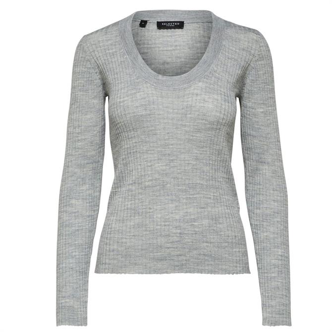 Selected Femme Costa Scoop Neck Ribbed Sweater